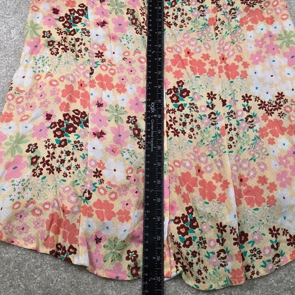 Free People Mini Dress Womens M Boho Floral Button Front Tiered Cottagecore NWT - Picture 5 of 8